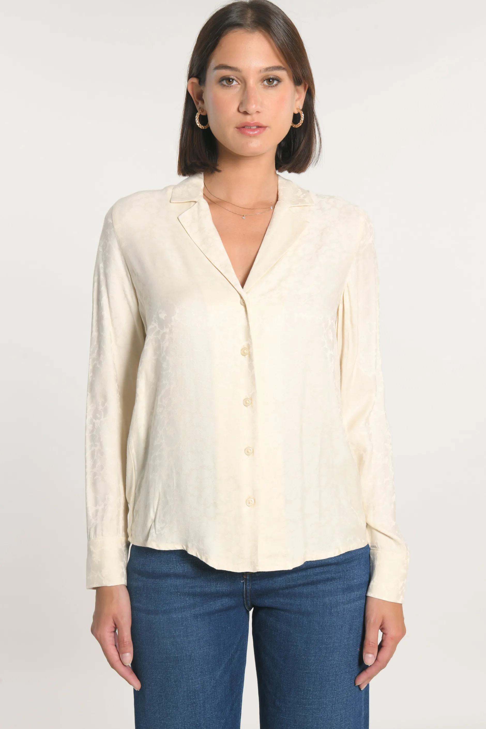 Fashion KOOKAÏ CHEMISE JACQUARD EFFET SOIE CALLISTE CRÉME Creme