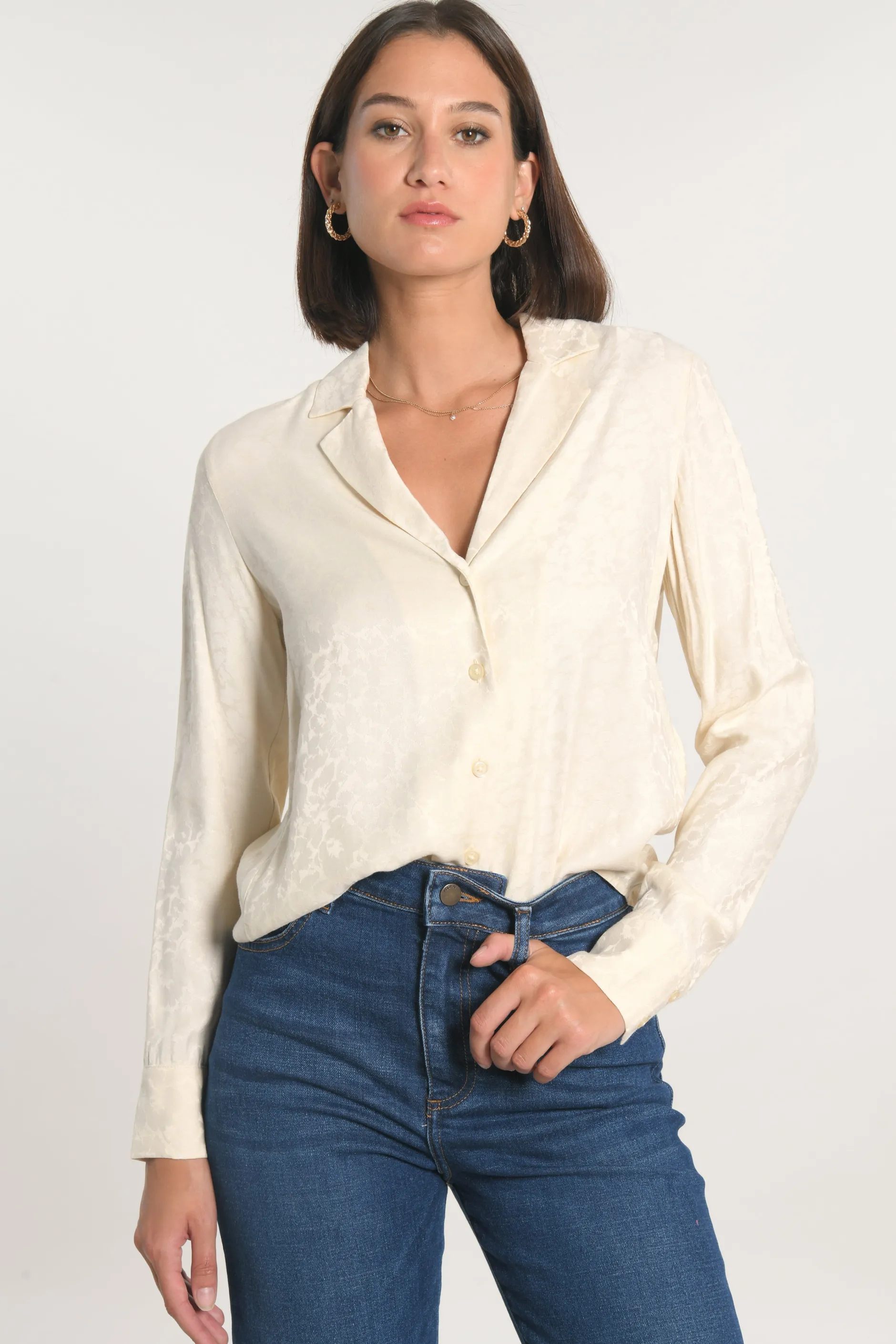 Fashion KOOKAÏ CHEMISE JACQUARD EFFET SOIE CALLISTE CRÉME Creme