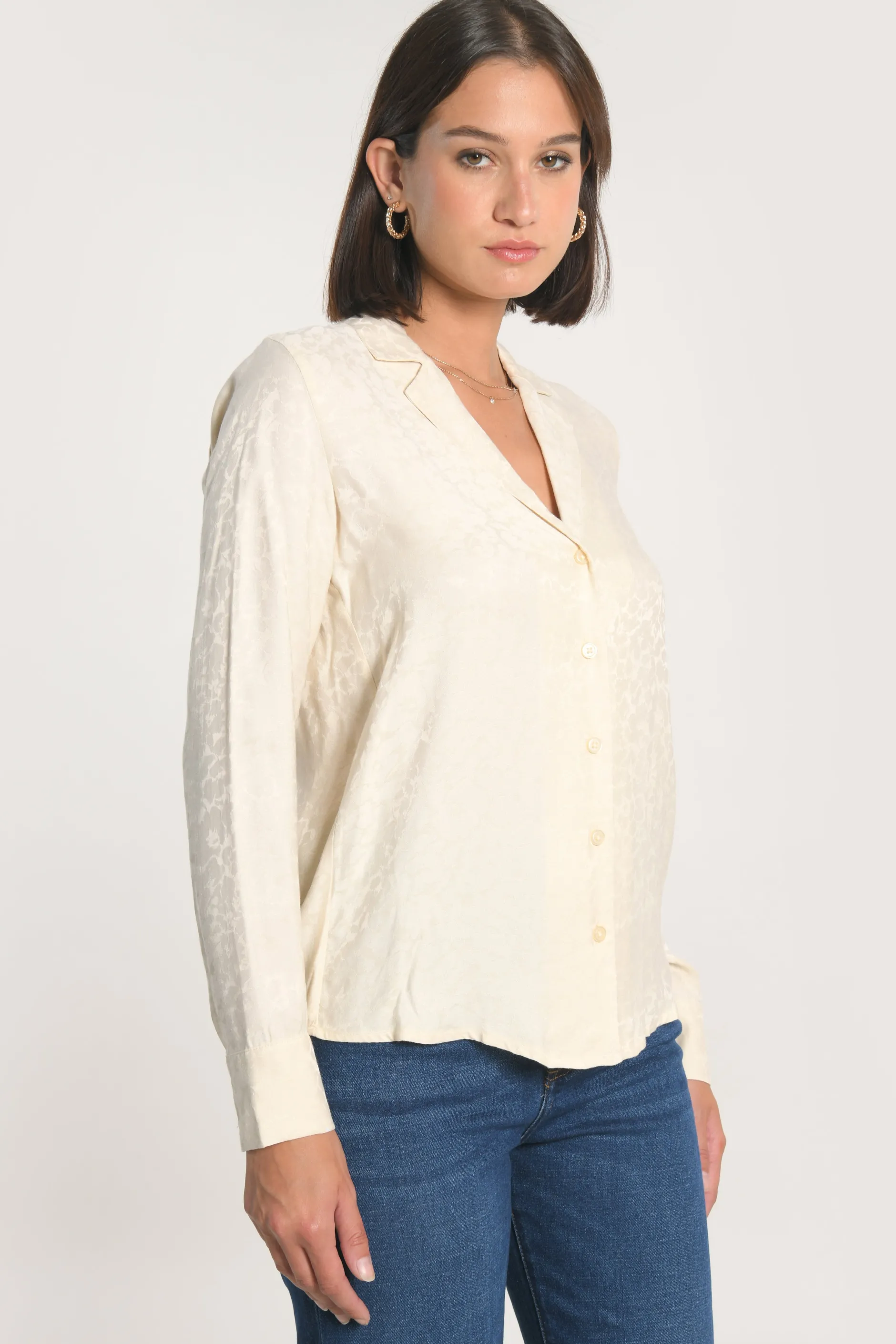 Fashion KOOKAÏ CHEMISE JACQUARD EFFET SOIE CALLISTE CRÉME Creme