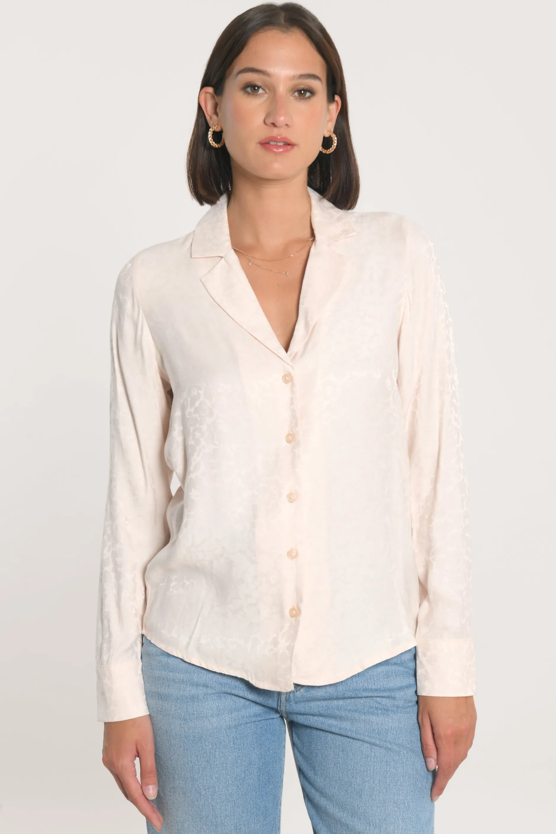 New KOOKAÏ CHEMISE JACQUARD EFFET SOIE CALLISTE Poudre