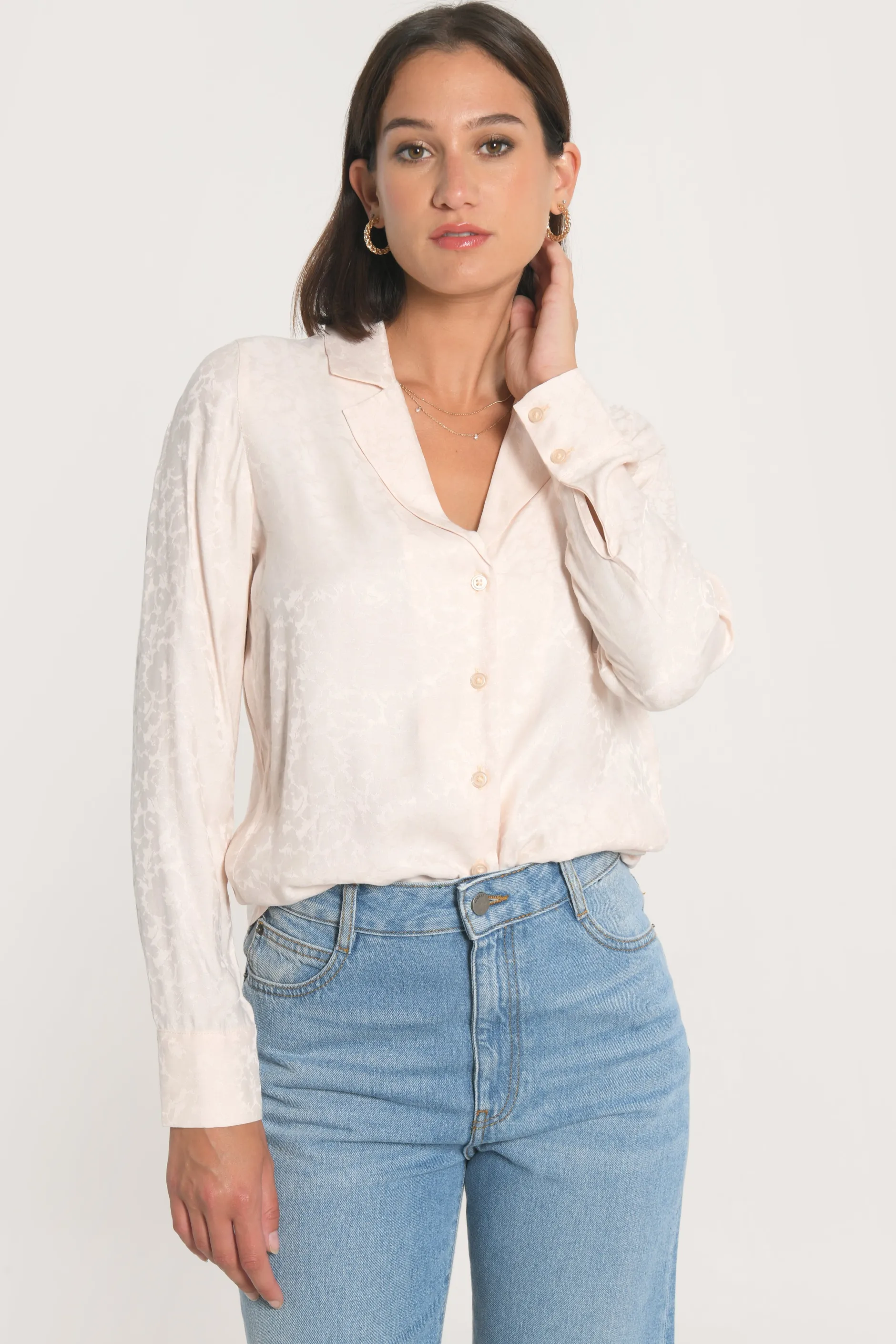 New KOOKAÏ CHEMISE JACQUARD EFFET SOIE CALLISTE Poudre