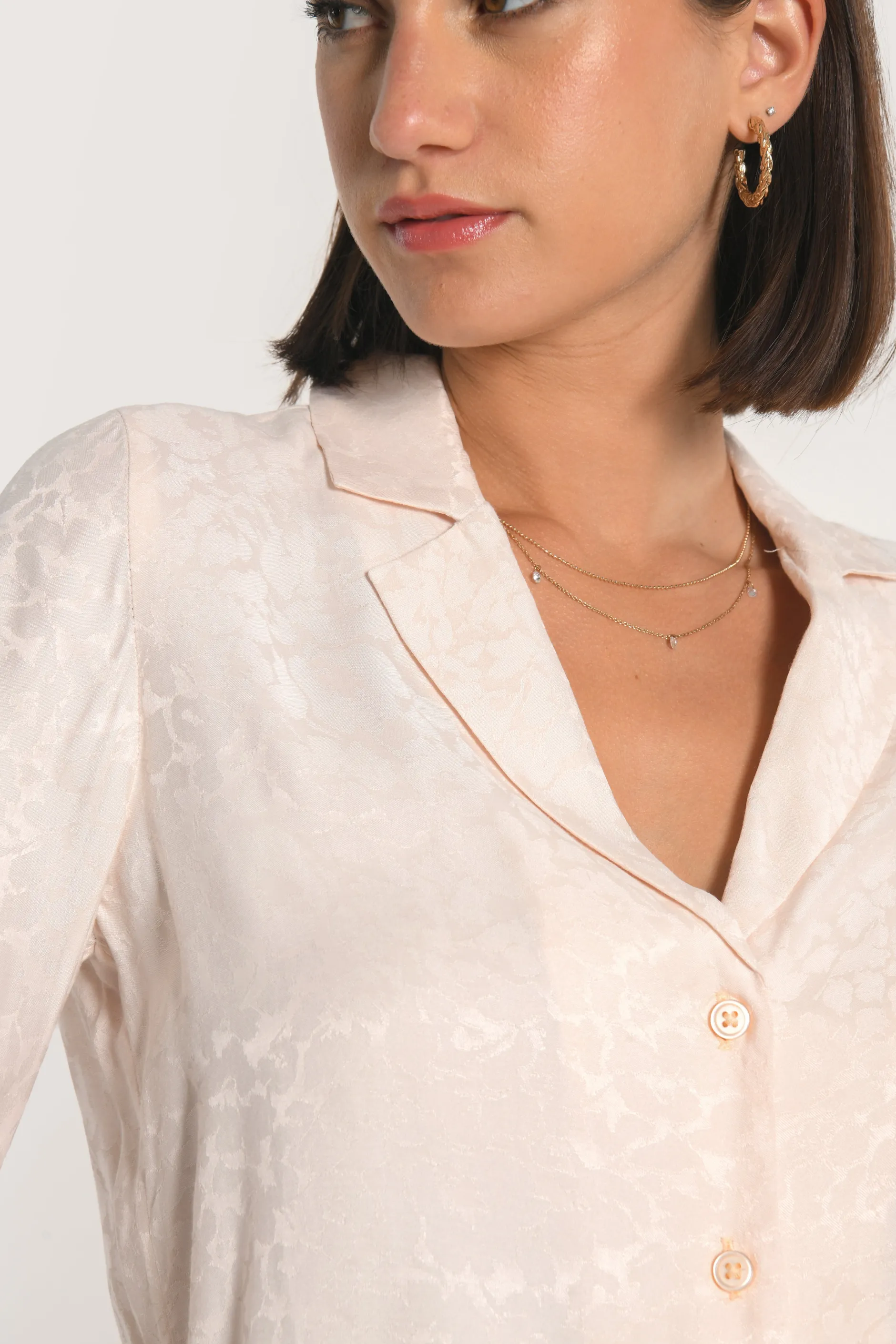 New KOOKAÏ CHEMISE JACQUARD EFFET SOIE CALLISTE Poudre