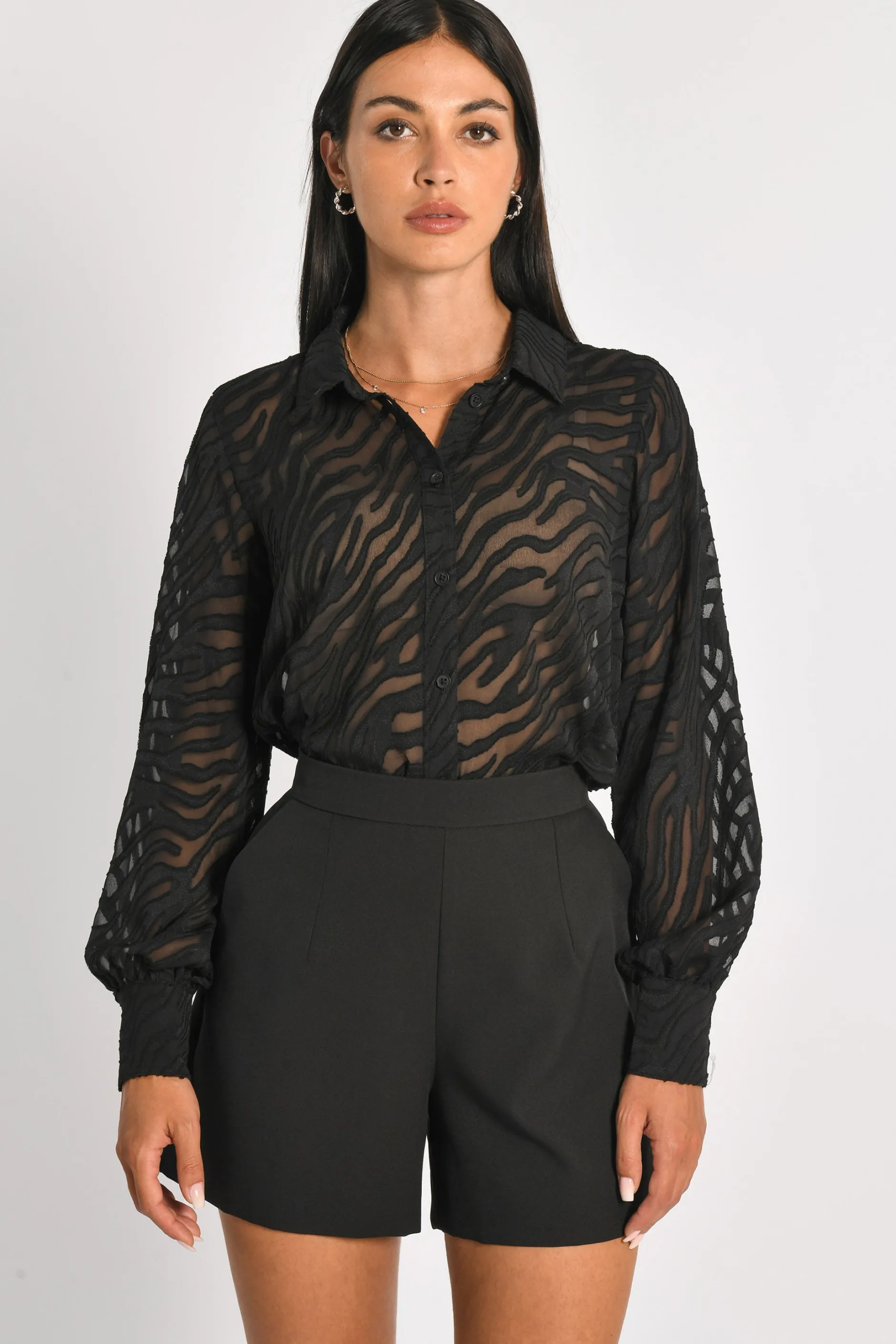 Fashion KOOKAÏ CHEMISE MAILLE DÉVORÉE ZÈBRE PENNY Noir