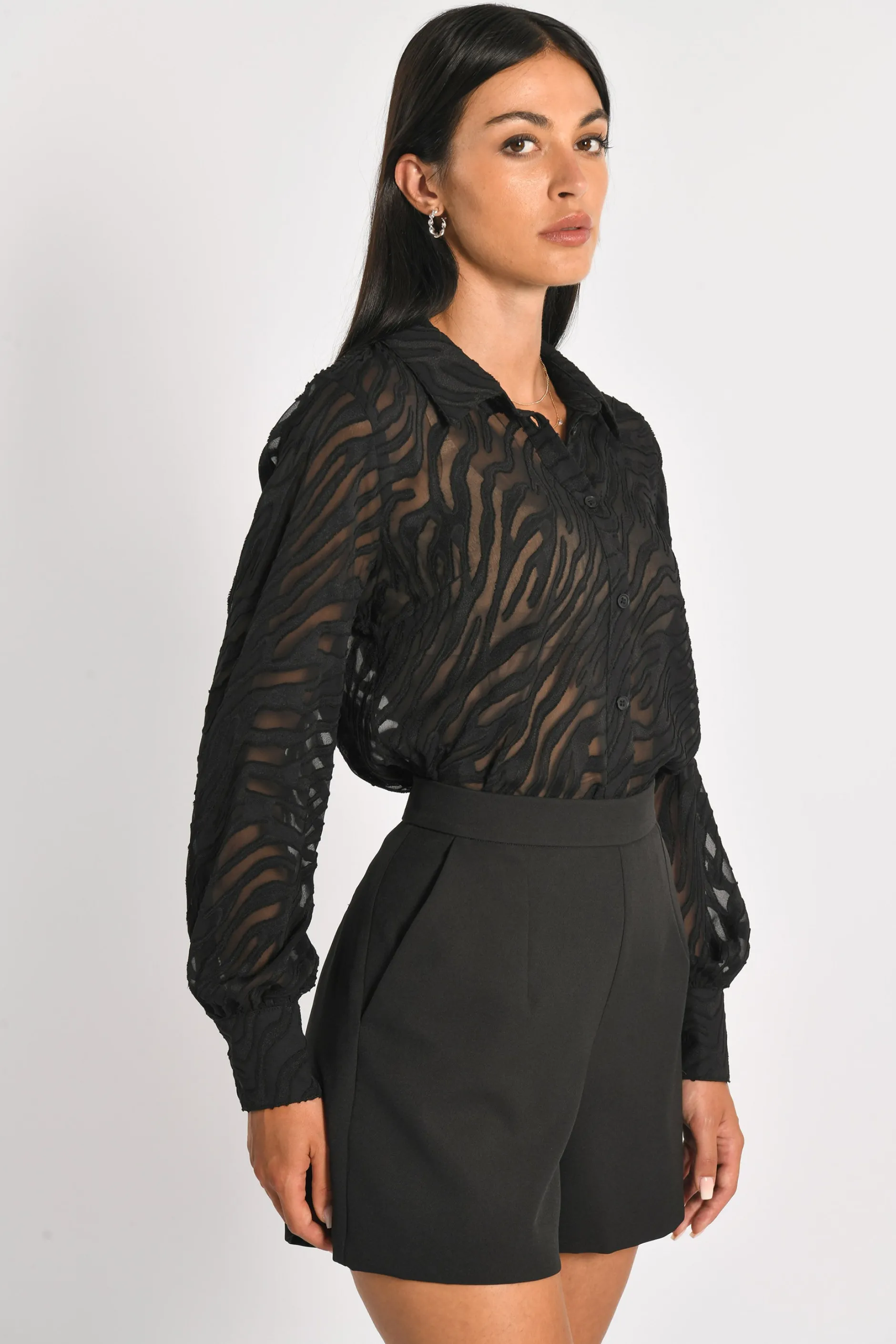 Fashion KOOKAÏ CHEMISE MAILLE DÉVORÉE ZÈBRE PENNY Noir