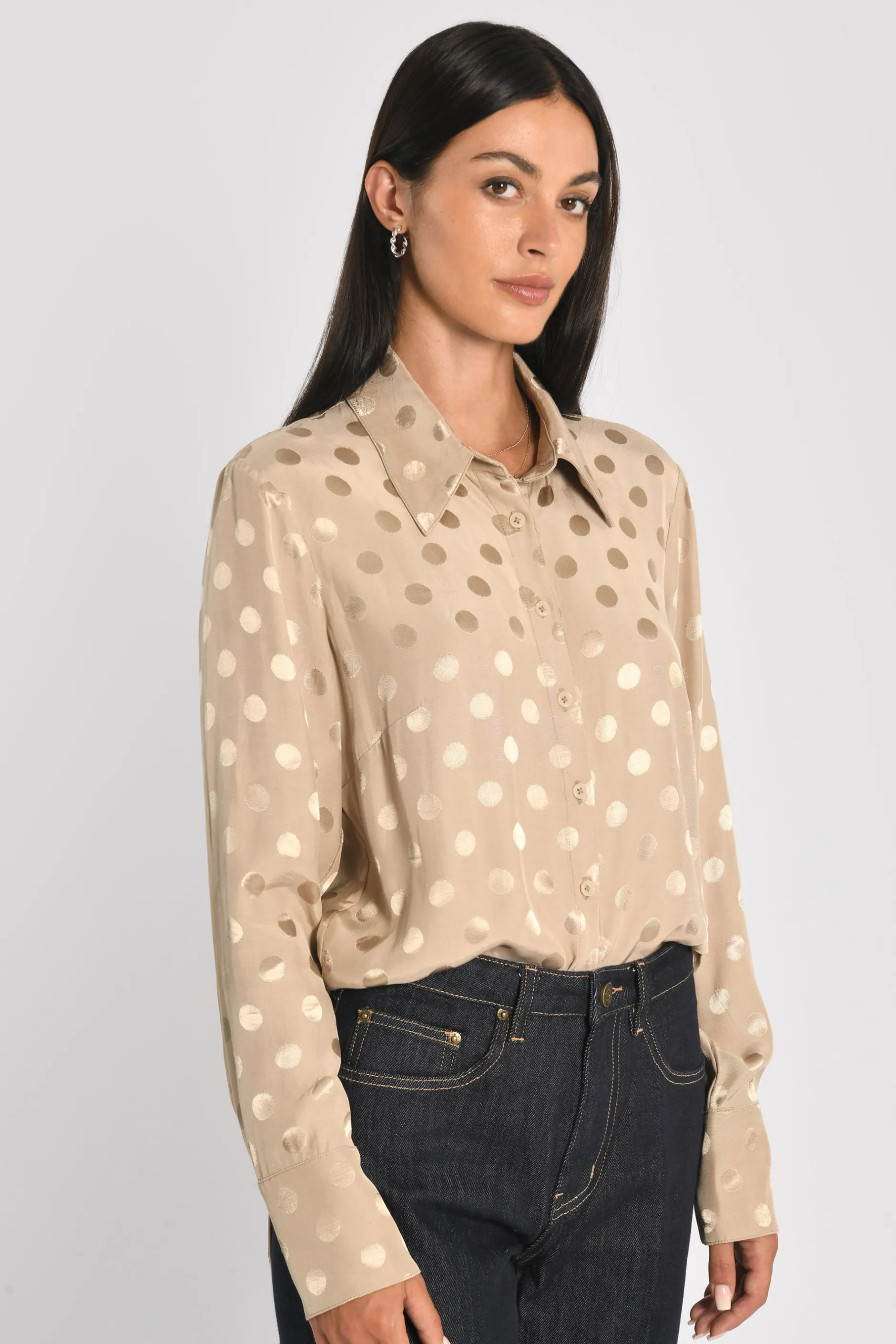 Fashion KOOKAÏ CHEMISE OVERSIZED POIS BELLA Champagne