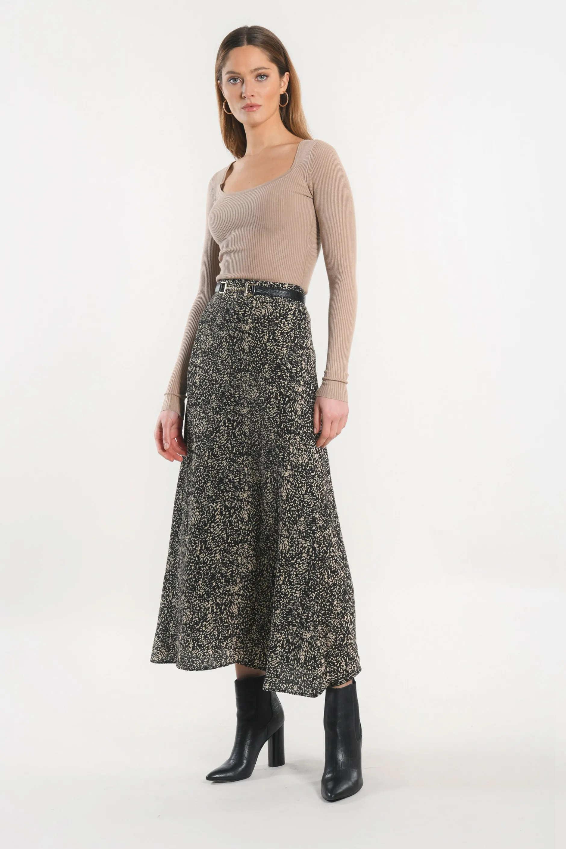 Clearance KOOKAÏ JUPE MIDI - BIANCA - Noir