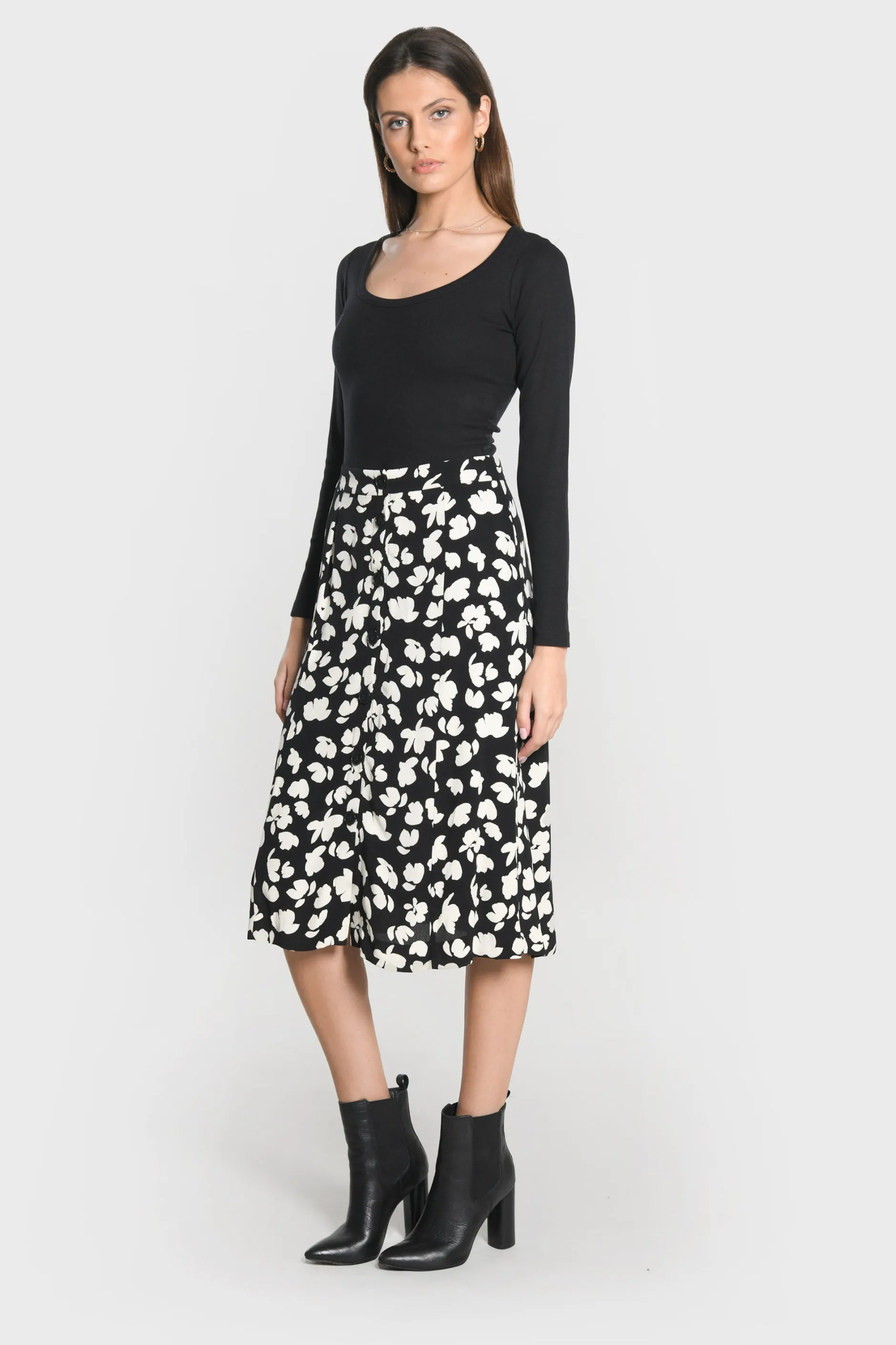Clearance KOOKAÏ JUPE MIDI CARMEN Noir/blanc