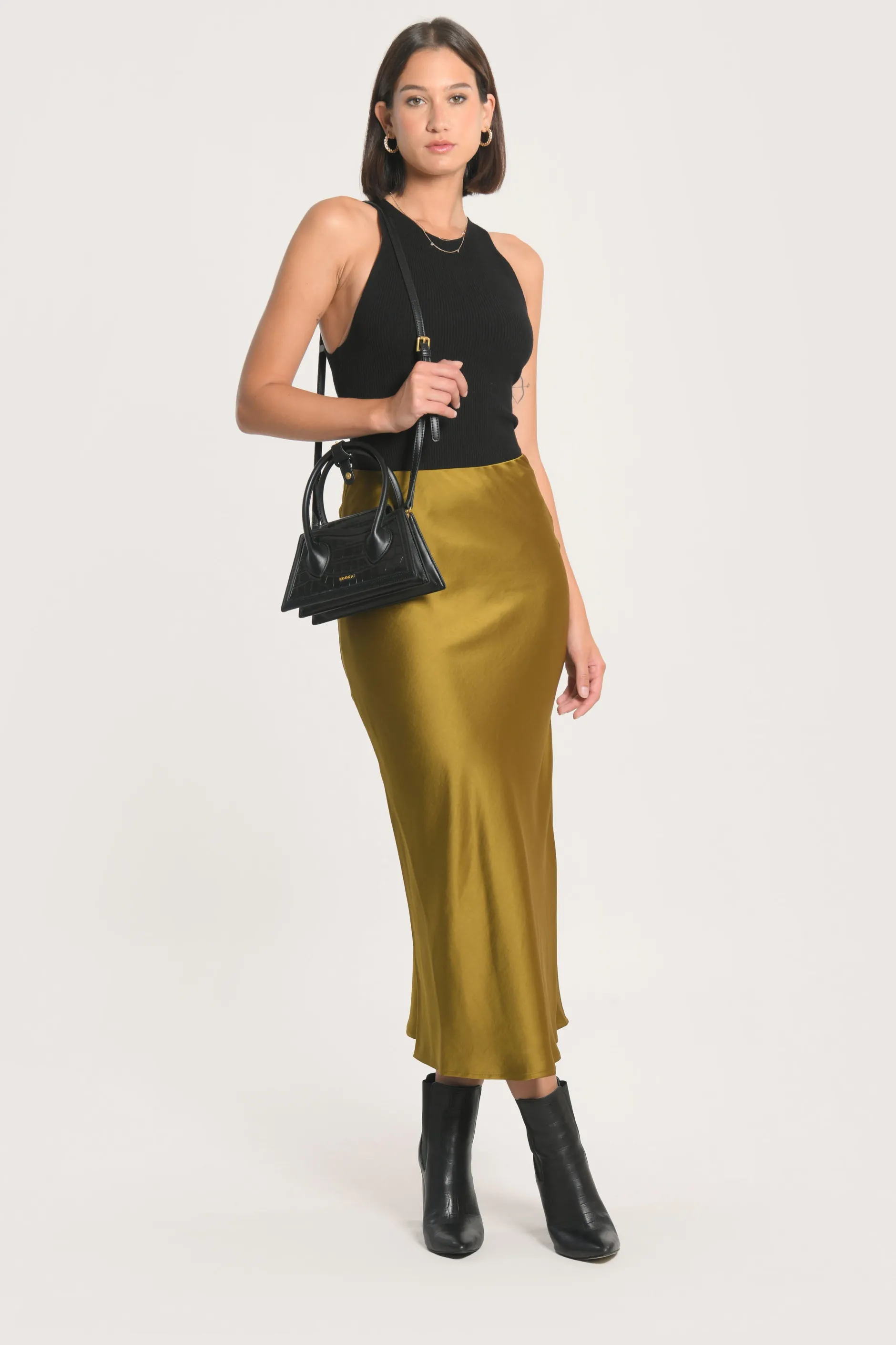 Best Sale KOOKAÏ JUPE MIDI PATTY SATIN Bronze