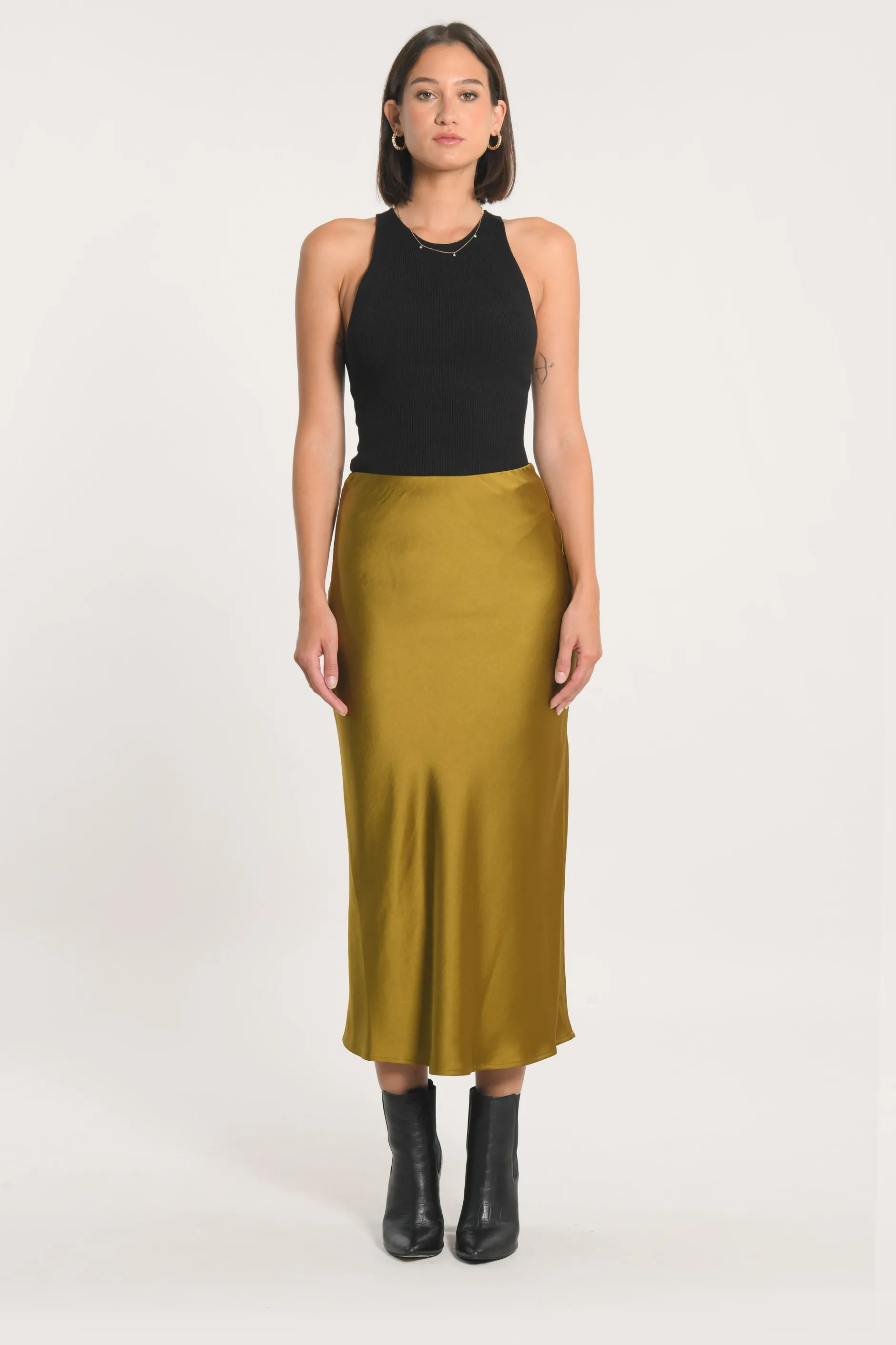 Best Sale KOOKAÏ JUPE MIDI PATTY SATIN Bronze