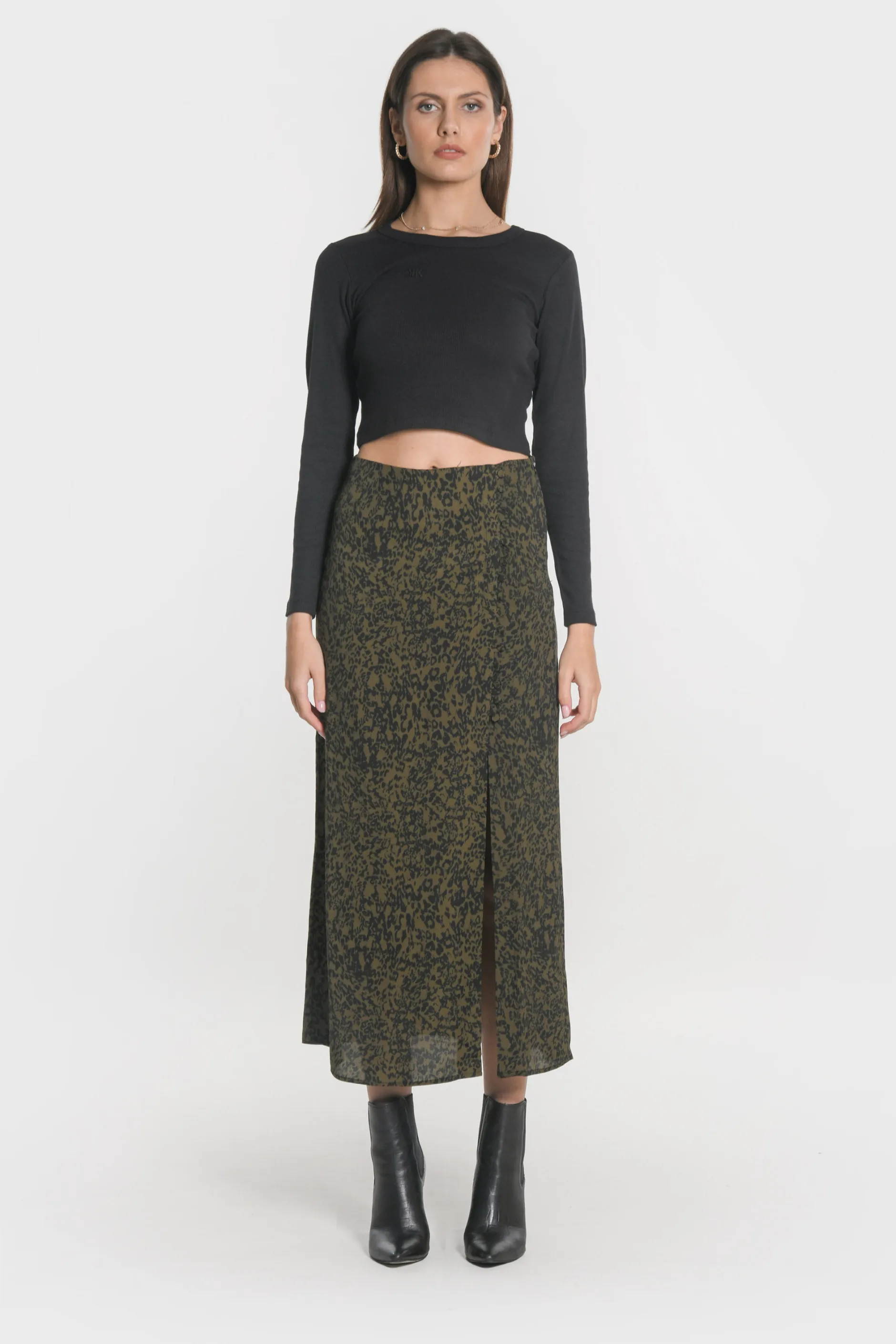 Fashion KOOKAÏ JUPE MIDI VITTORIA Kaki