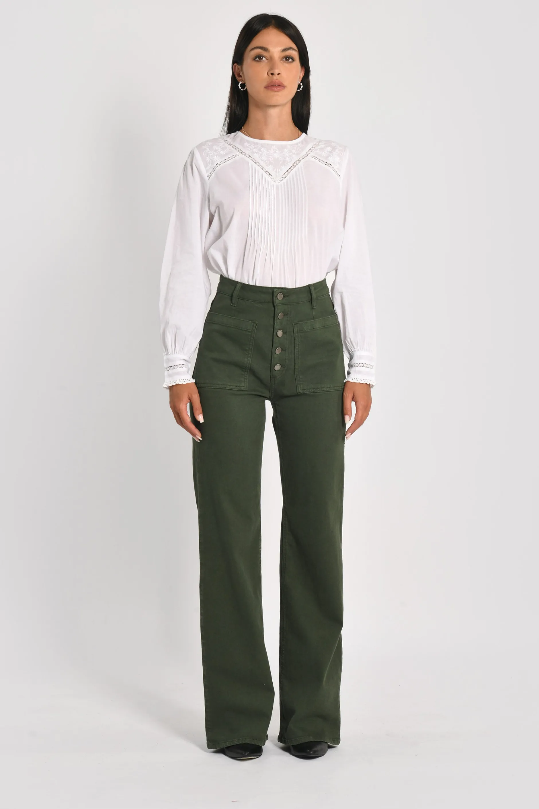 Cheap KOOKAÏ PANTALON FLARE THADEE Kaki