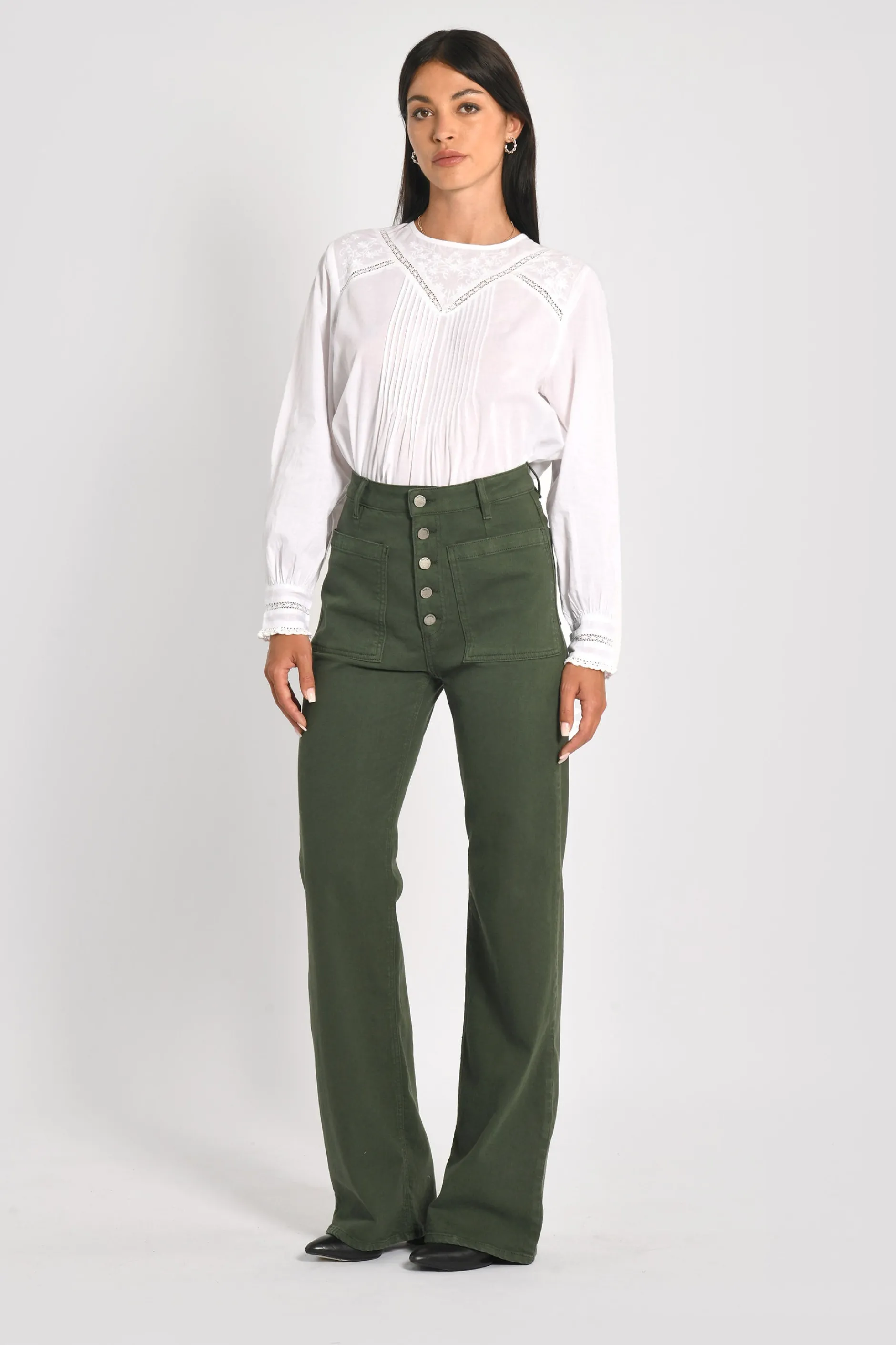 Cheap KOOKAÏ PANTALON FLARE THADEE Kaki