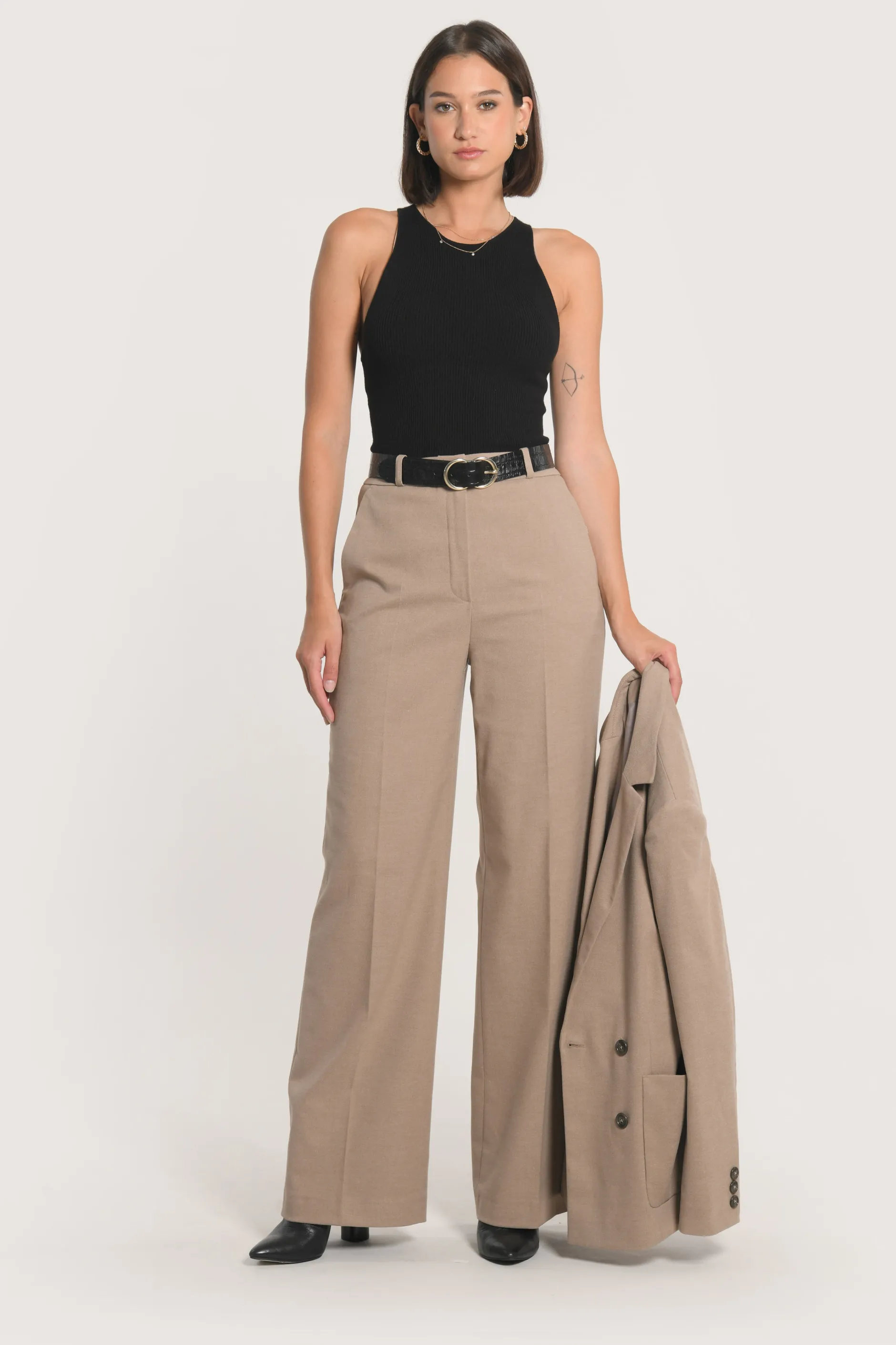 Clearance KOOKAÏ PANTALON TAILLEUR LARGE MACHA Beige
