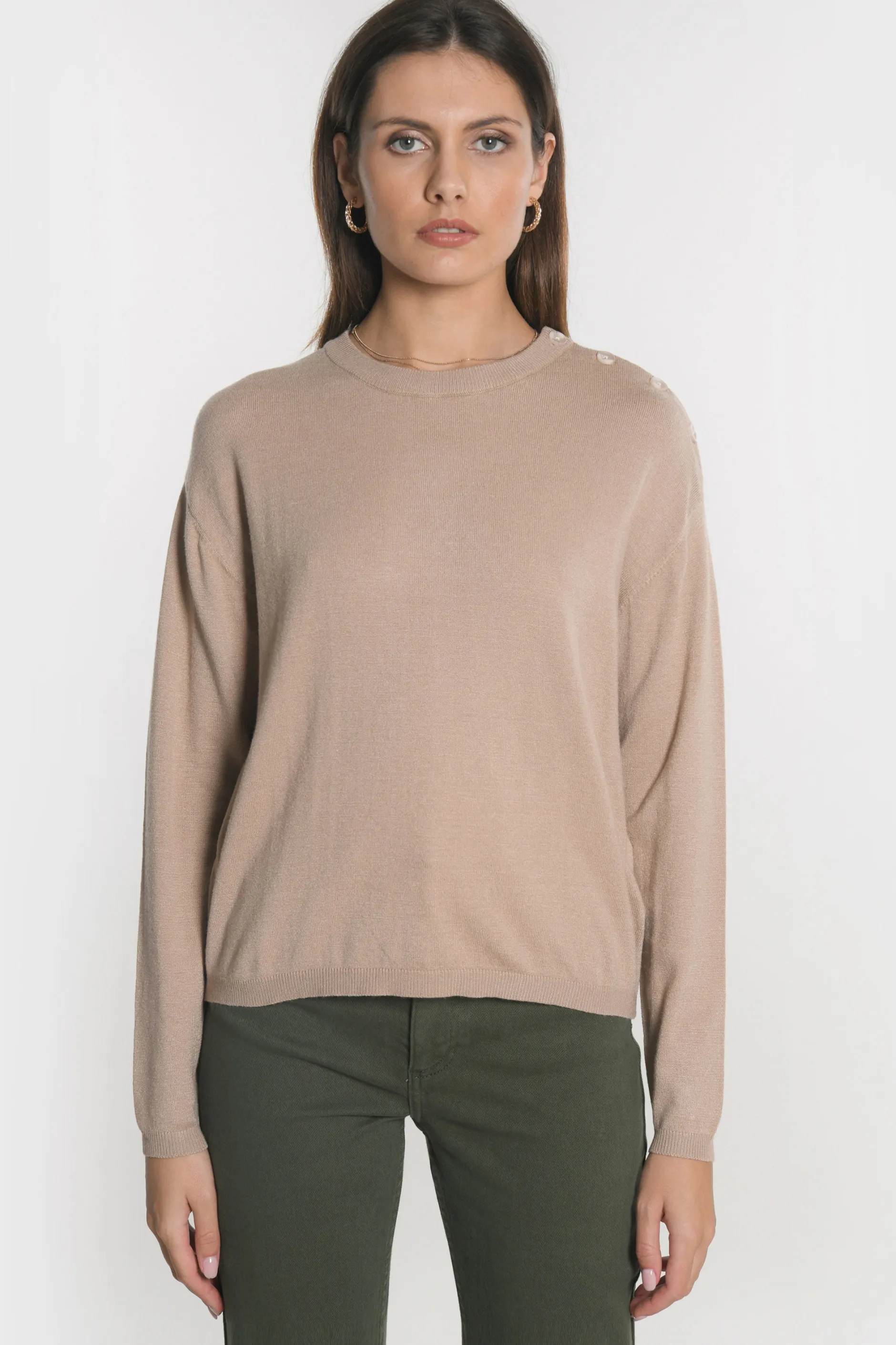 New KOOKAÏ PULL BOUTONNE NOLWENN Camel