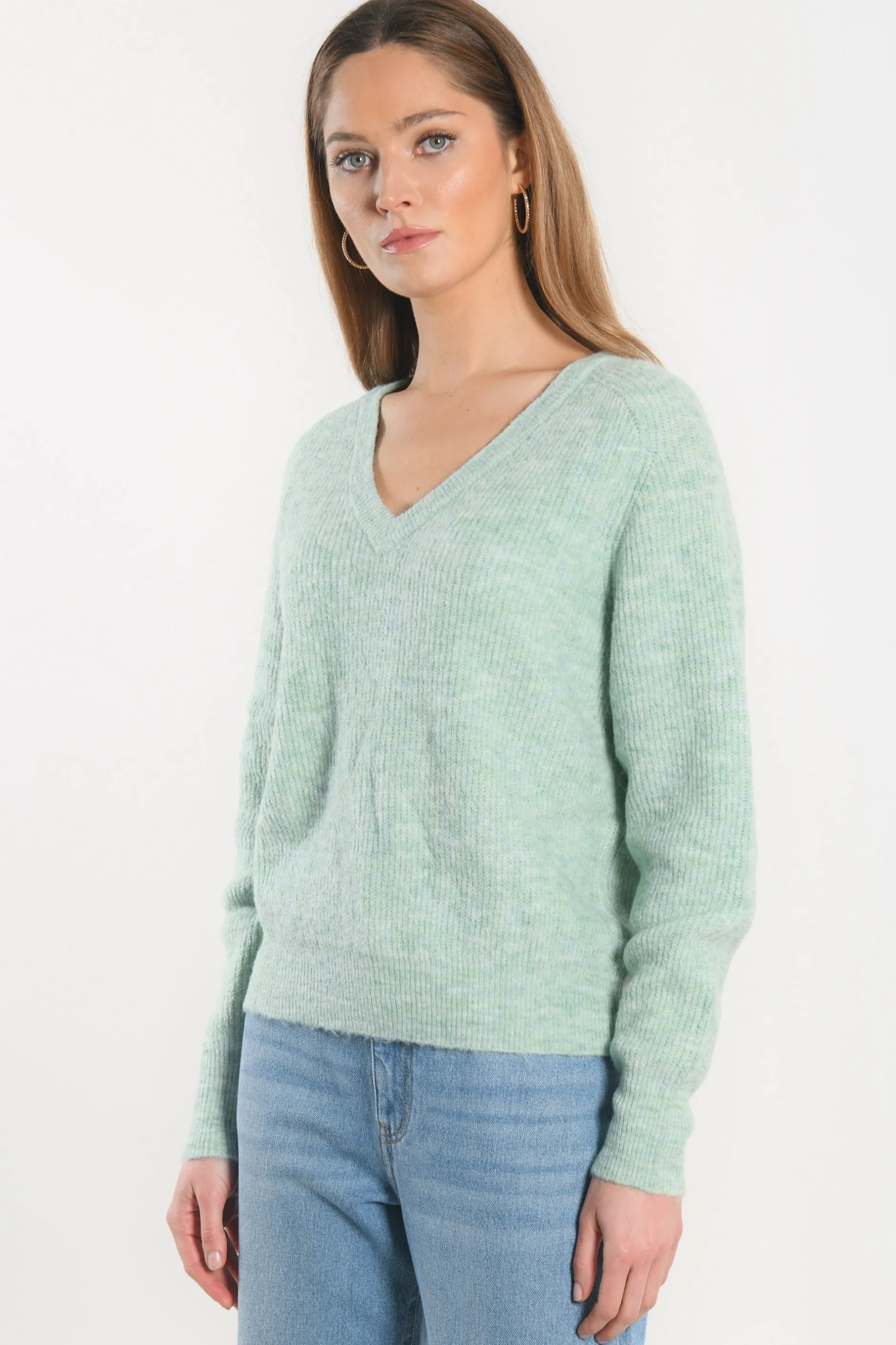 Cheap KOOKAÏ PULL COL V - DANNA - VERT AMANDE Vertamande