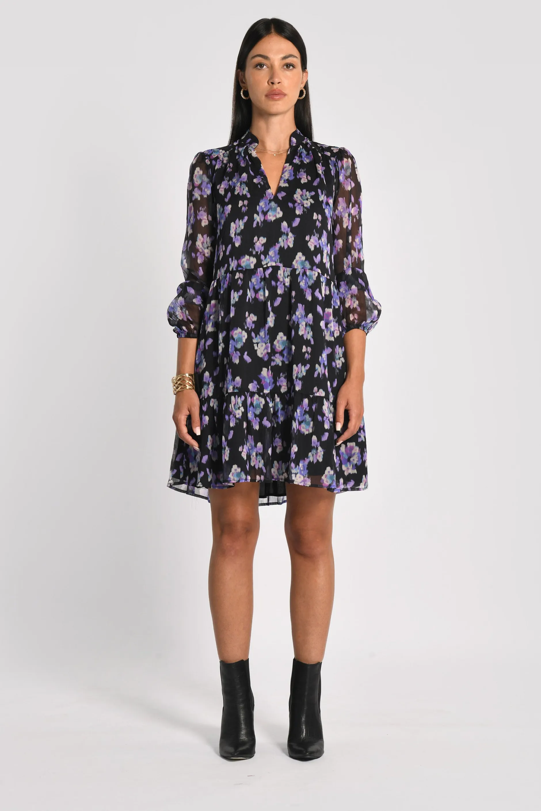 Best KOOKAÏ ROBE COURTE FLEURS MADISON MULTI VIOLET Multiviolet