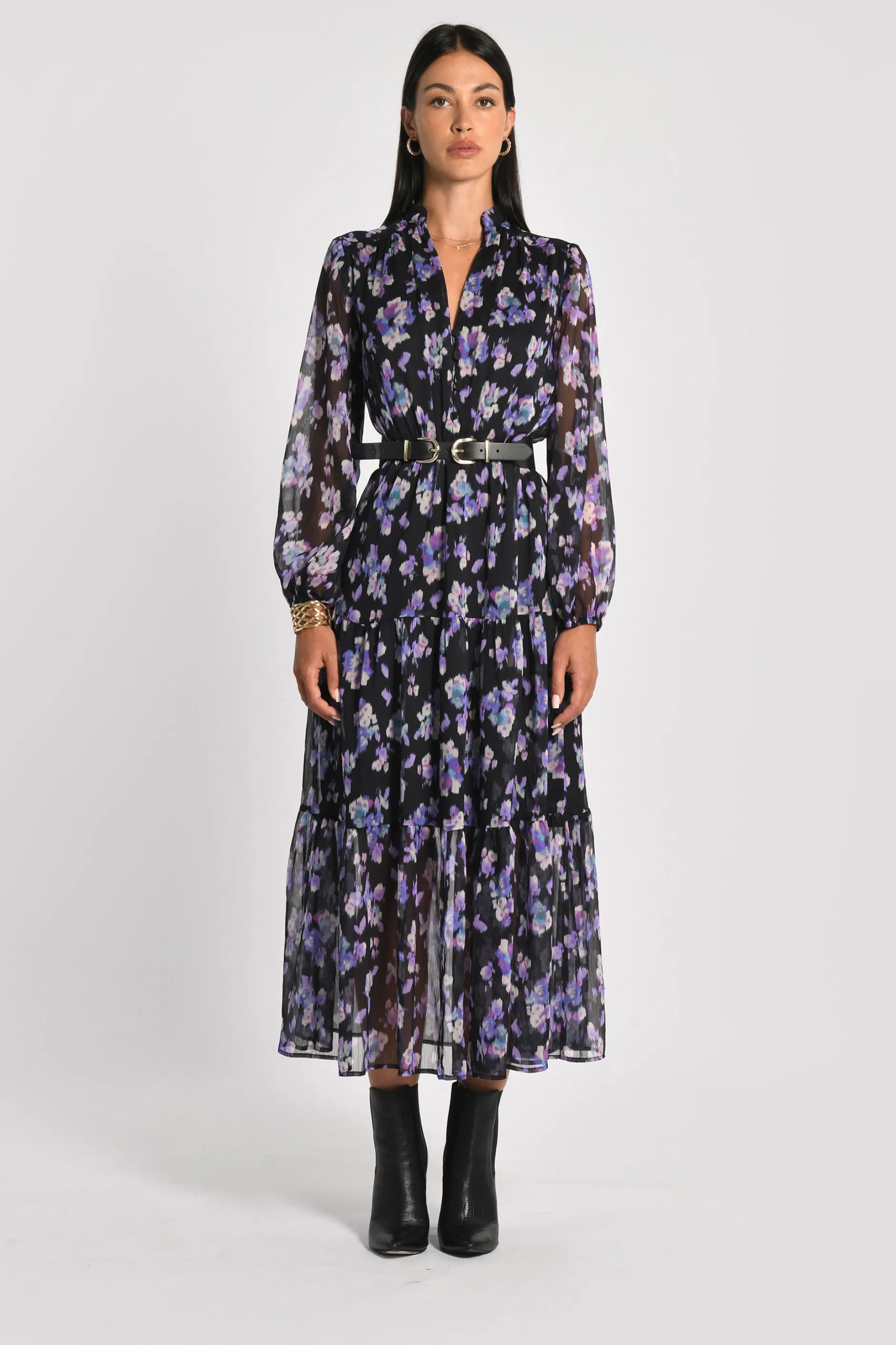 Best KOOKAÏ ROBE LONGUE FLEURS MADISON MULTI VIOLET Multiviolet