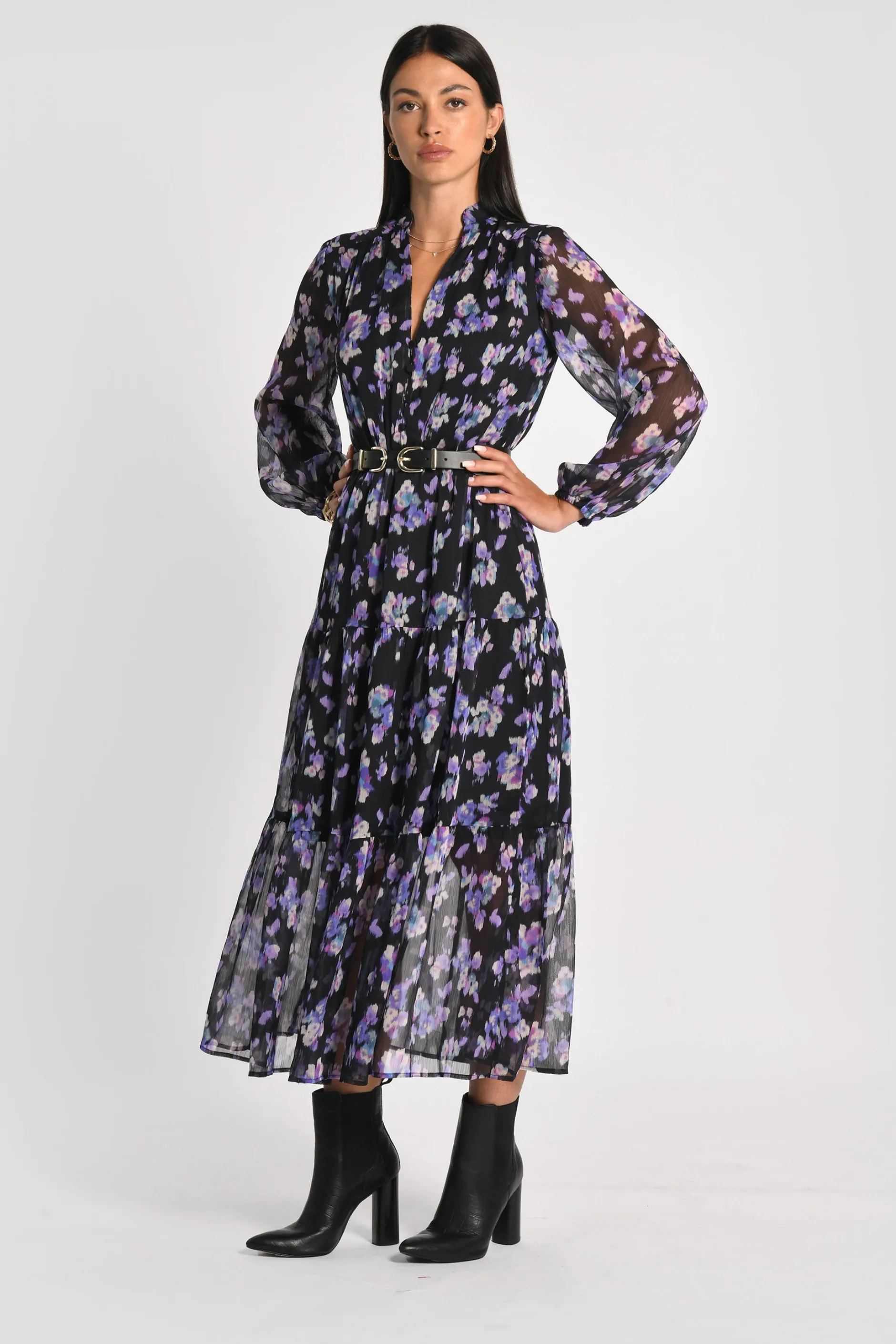 Best KOOKAÏ ROBE LONGUE FLEURS MADISON MULTI VIOLET Multiviolet