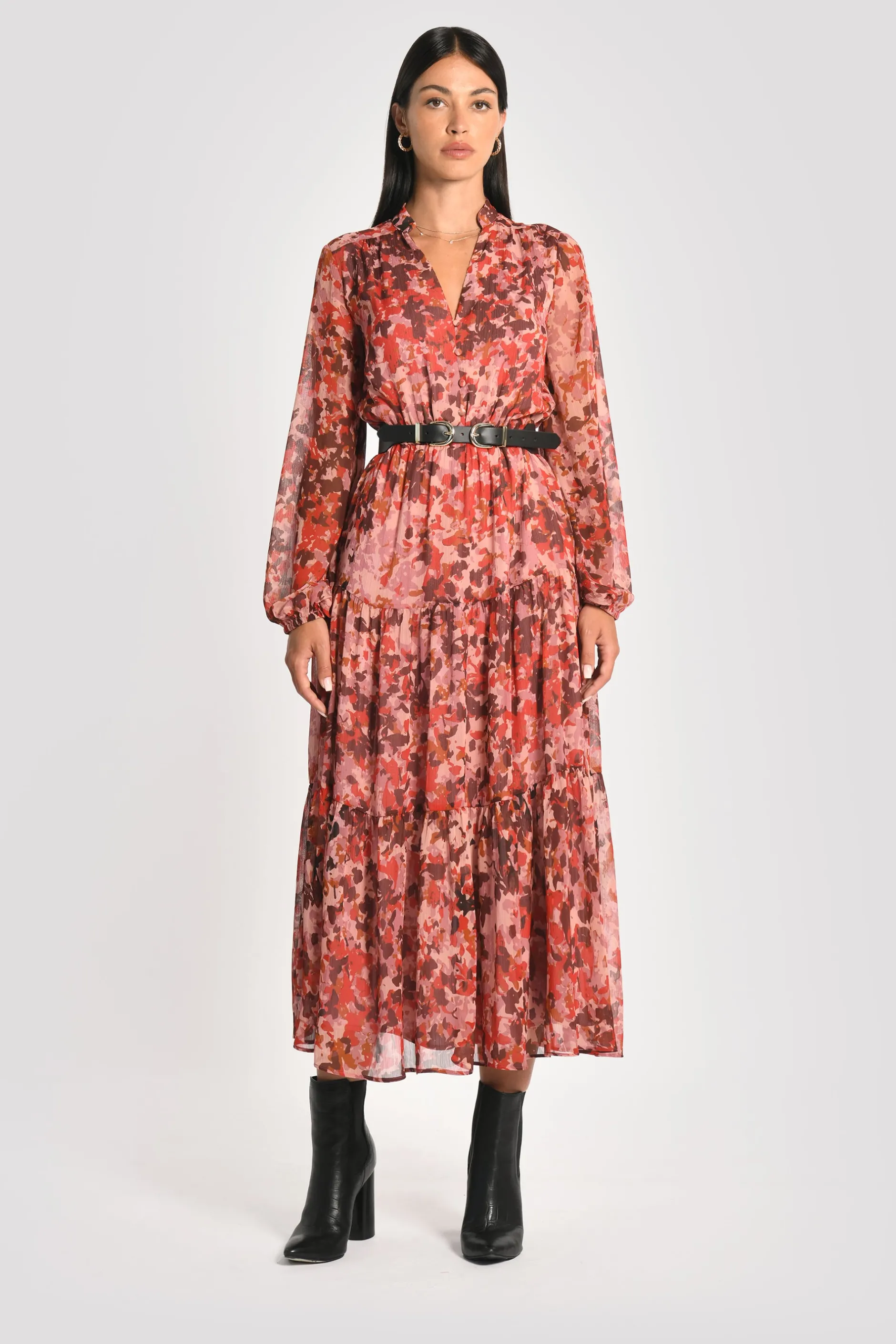 Best Sale KOOKAÏ ROBE LONGUE IMPRIMÉE CONSTANCE MULTI BORDEAUX Multibordeaux