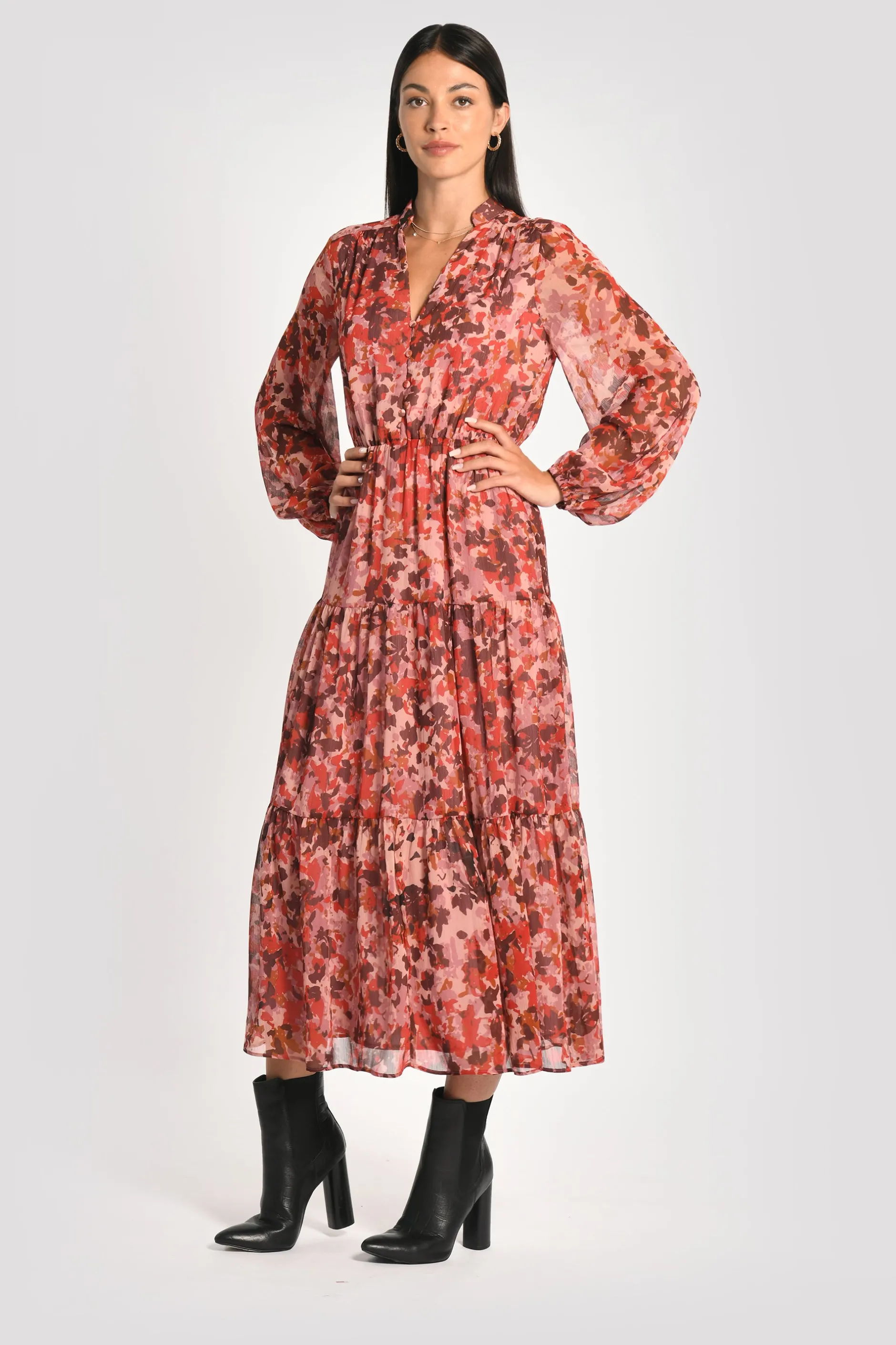 Best Sale KOOKAÏ ROBE LONGUE IMPRIMÉE CONSTANCE MULTI BORDEAUX Multibordeaux