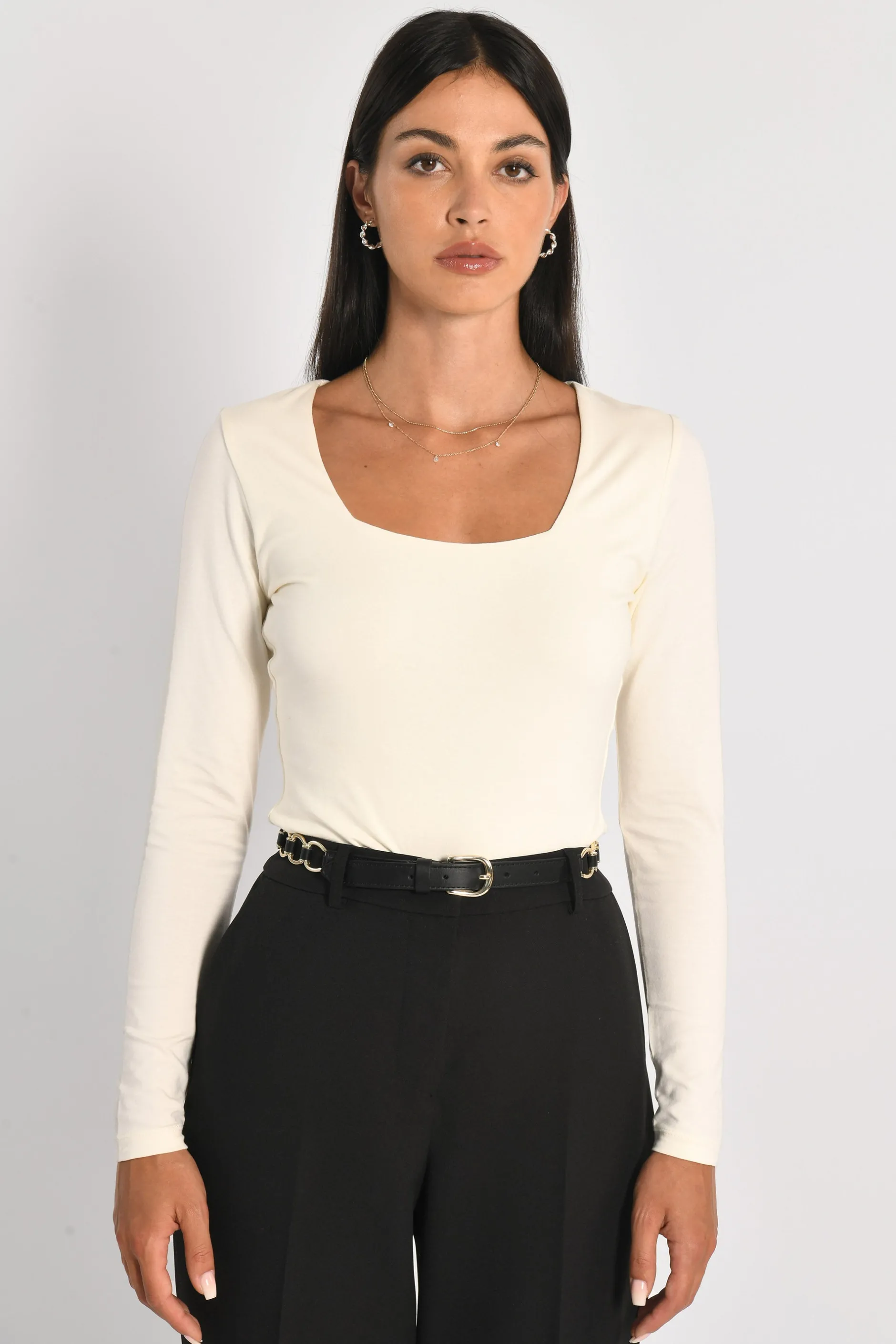 Clearance KOOKAÏ T-SHIRT COL CARRÉ CLÉMENTINE ÉCRU Ecru