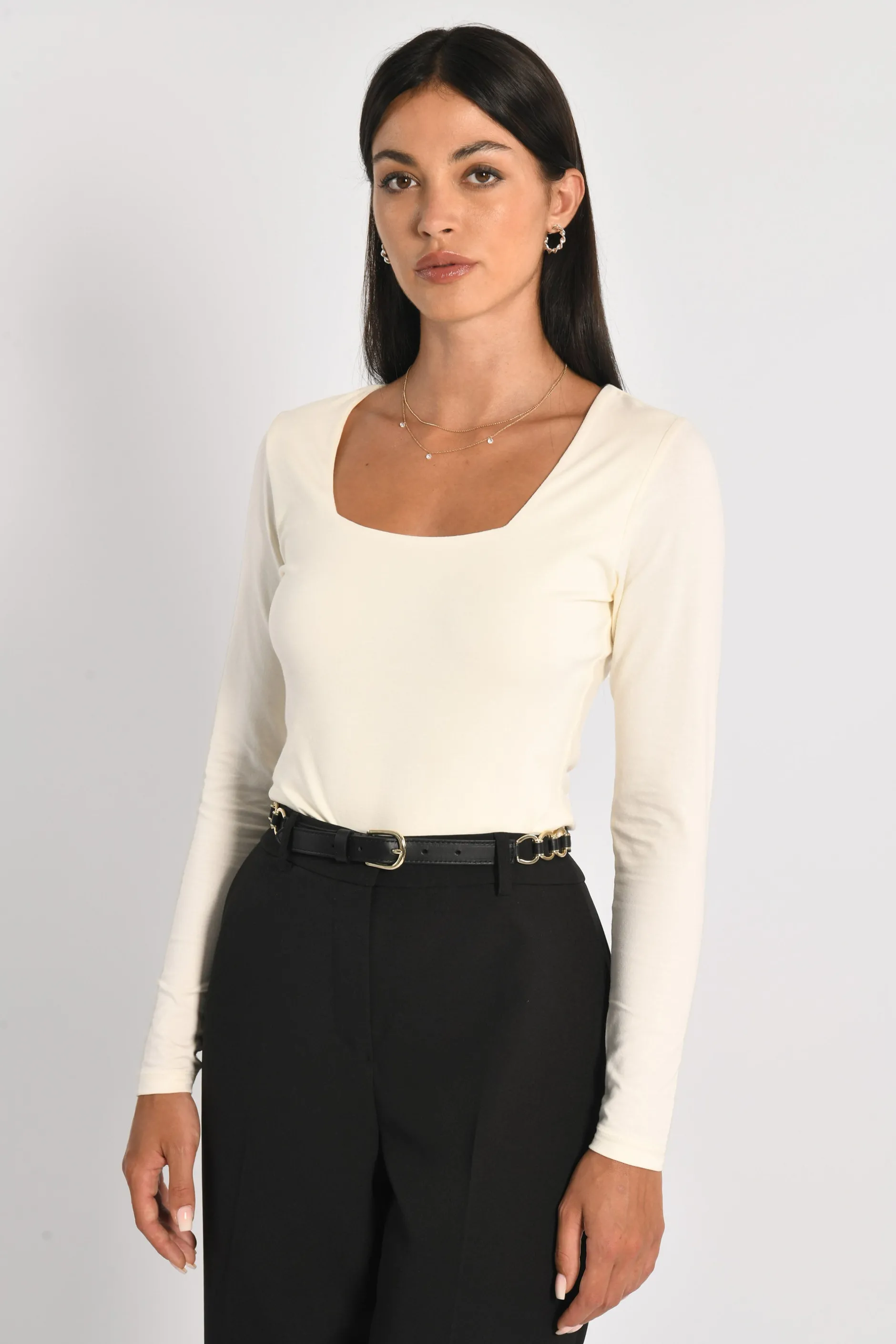 Clearance KOOKAÏ T-SHIRT COL CARRÉ CLÉMENTINE ÉCRU Ecru