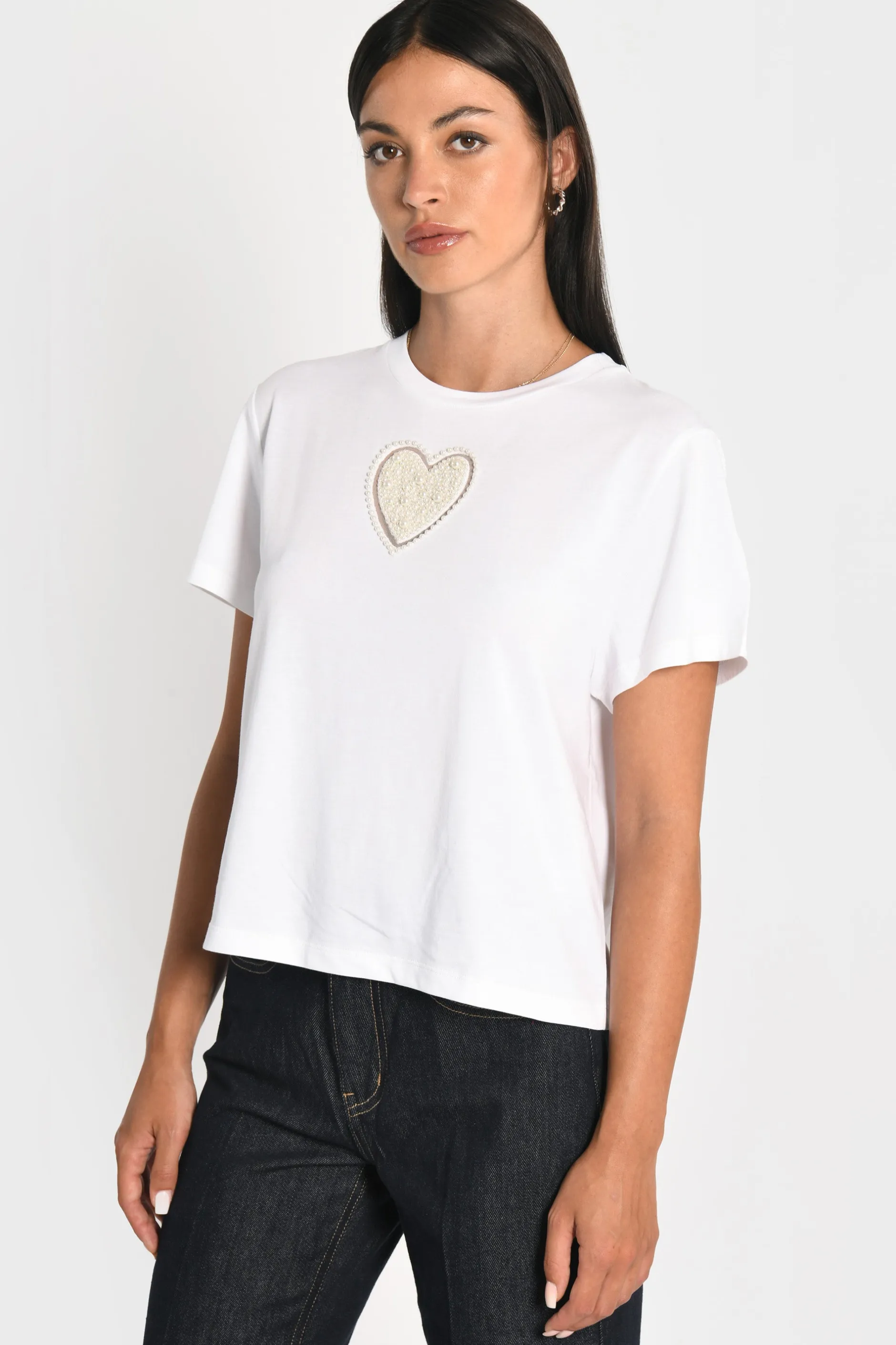 New KOOKAÏ T-SHIRT CŒR PERLÉ NINA Blanc