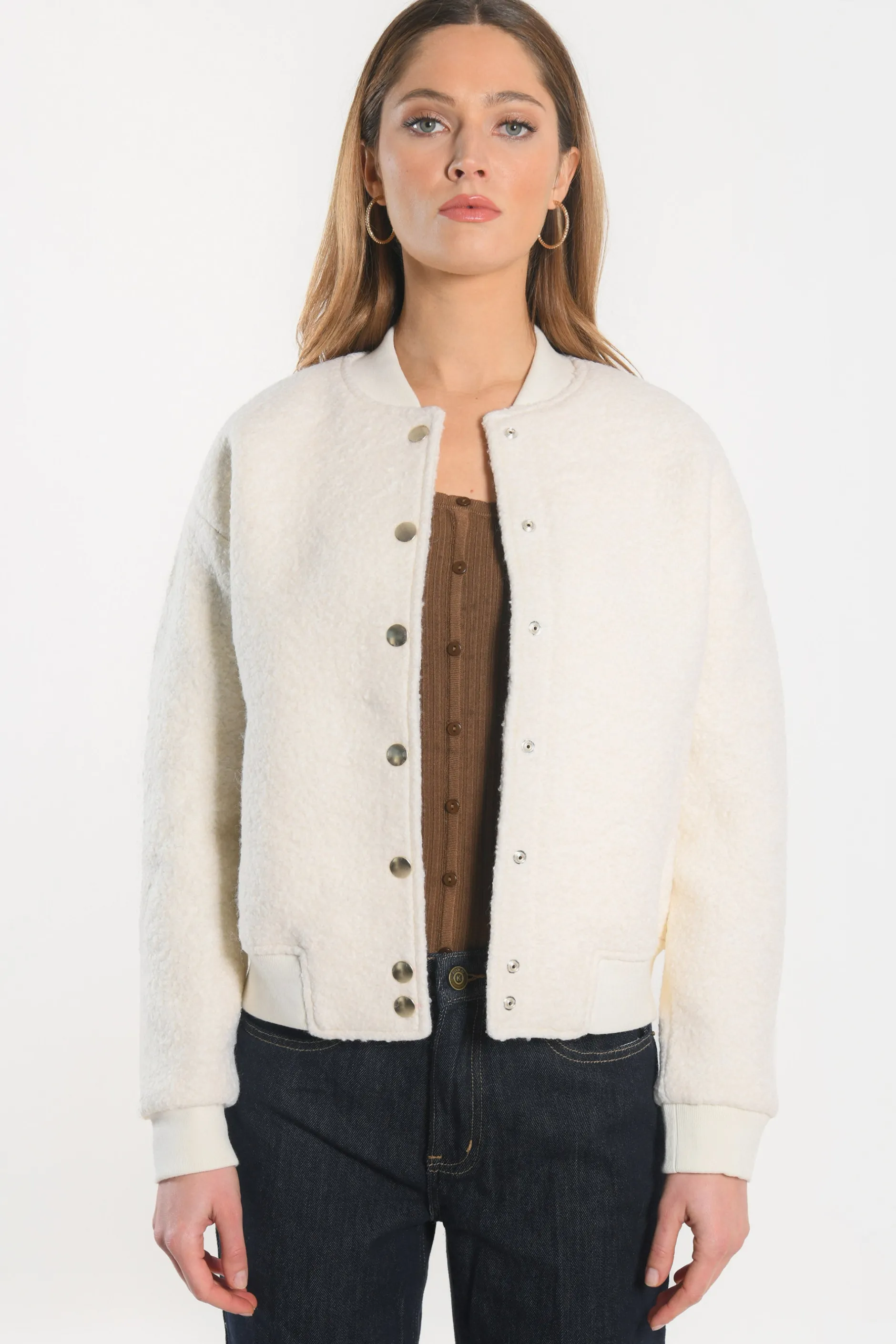 Hot KOOKAÏ VESTE BOMBERS - BILLIE - Ecru