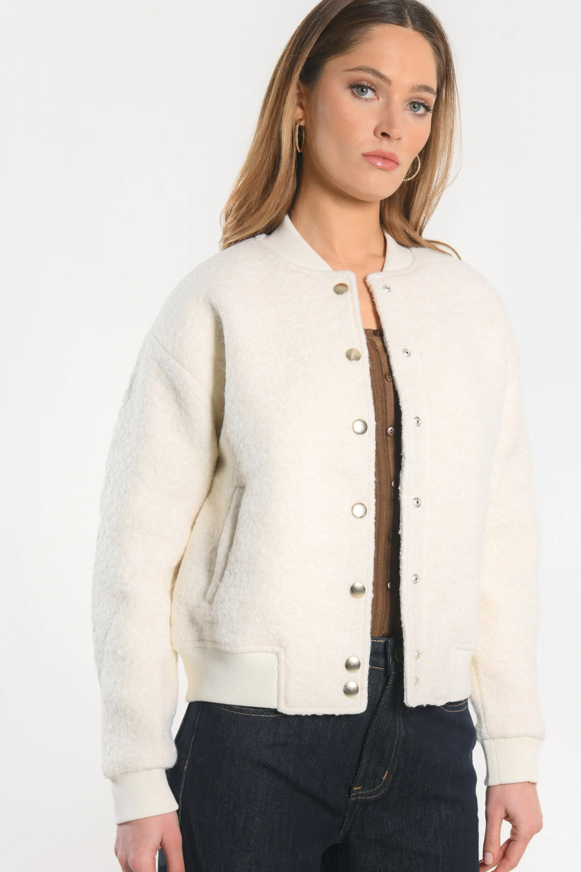 Hot KOOKAÏ VESTE BOMBERS - BILLIE - Ecru